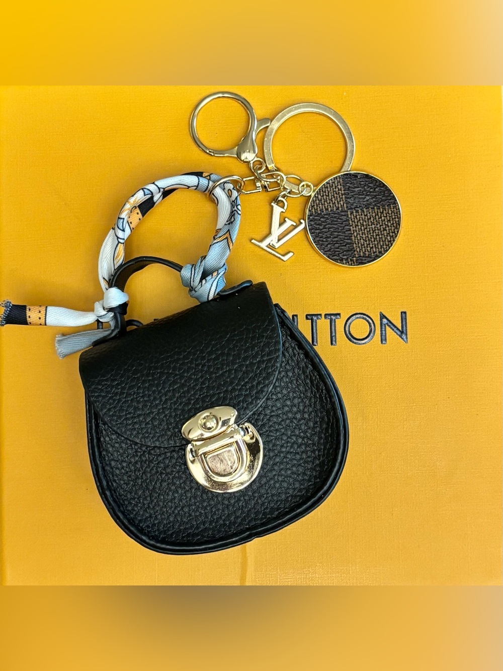Louis Vuitton Bag Charm, Black Saddle Bag, 7 inches